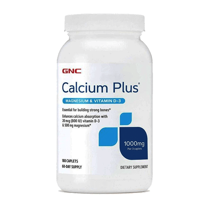 GNC Calcium Plus Magnesium & Vitamin D-3 1000mg, 180 Caplets
