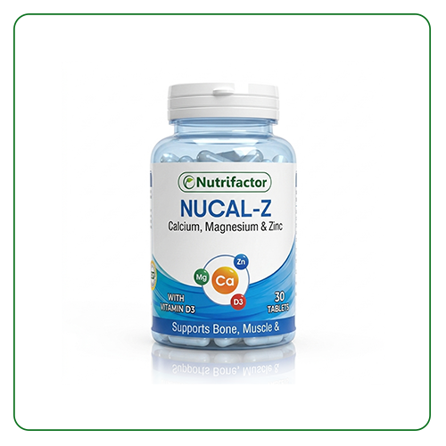Nutrifactor NUCAL-Z supplement bottle on a white background