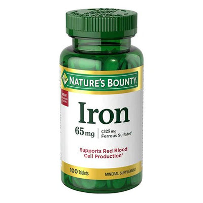Nature's Bounty Iron 65 mg 100 Tablets Bottle - PakVitamins
