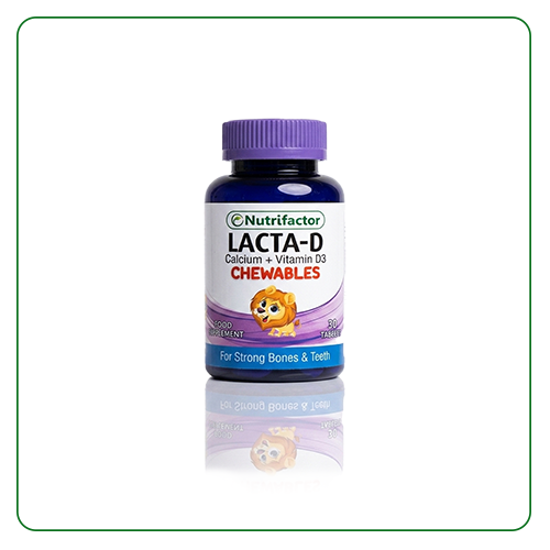 Nutrificator Lacta-D Calcium + Vitamin D3 Chewables bottle on a white background