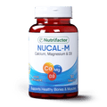  Pak Vitamins A bottle of Nutrifactor Nucal-M calcium, magnesium, and vitamin D3 supplements with 30 tablets, indicating support for healthy bones and muscle.