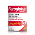 Packaging of Vitabiotics Feroglobin B12 Capsules, displaying the product name and information about the iron supplement.
