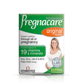 Packaging of Vitabiotics Pregnacare Original tablets, highlighting 19 vitamins and minerals for expert nutrition during pregnancy.