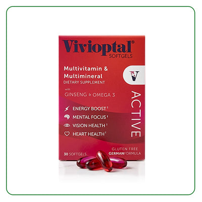 Vivioptal Active Multivitamin Softgels 30 Capsules Energy & Heart Support