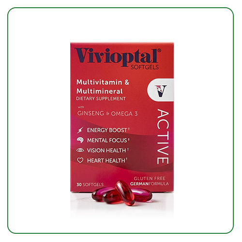 Vivioptal Active Multivitamin Softgels 30 Capsules Energy & Heart Support